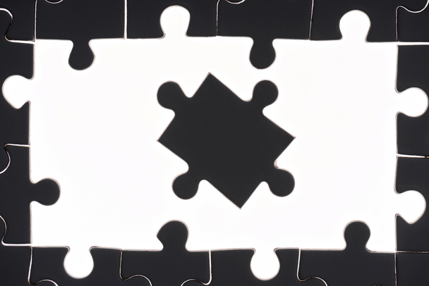 full frame of black and white puzzles backdrop - Photo, Image