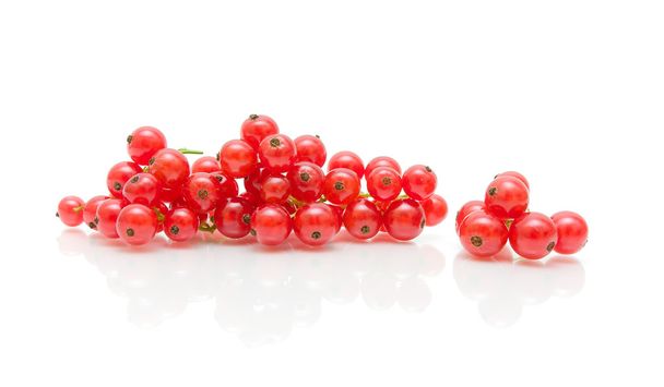 bunches of juicy red currant on white background - Fotoğraf, Görsel