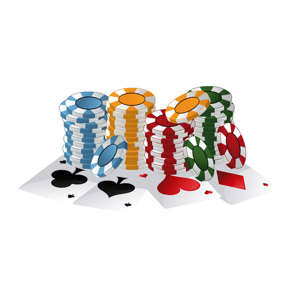 Pokergames en elementen - Vector, afbeelding