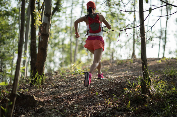 Sportlerin beim Langlauf im Wald - Foto, Bild