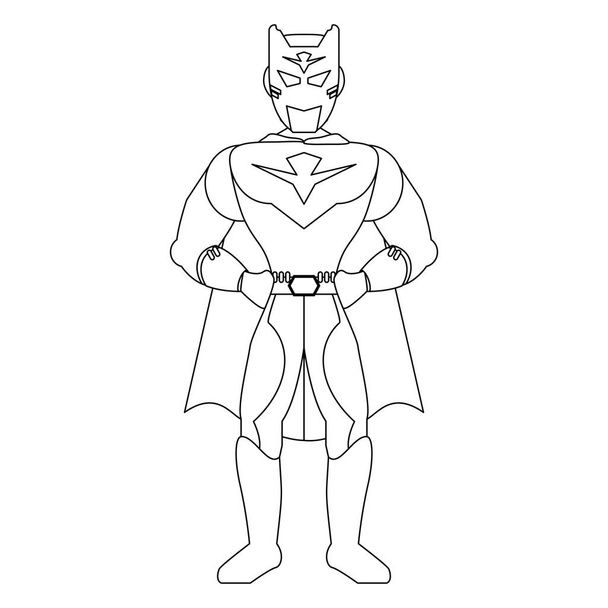Superhero character cartoon in black and white - Vector, Image