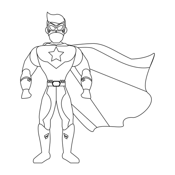Мультфільм супергеройського персонажа в чорно-білому
 - Вектор, зображення