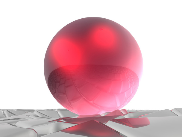 Red sphere on grey cubes - Zdjęcie, obraz