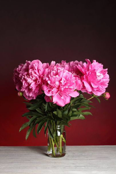Pink peony bunch in the vase  - Photo, Image