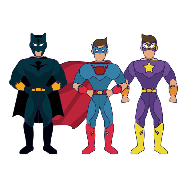 Superheros characters cartoon - Vektor, Bild