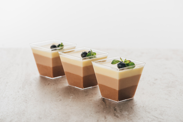 delicious triple chocolate mousse desserts in glasses - Photo, Image