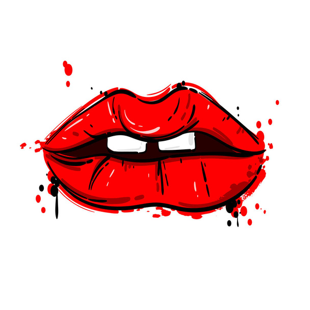 Ilustración abstracta vectorial de labios rojos de las mujeres. Ilustración moda. - Vector, imagen