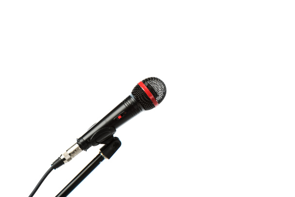 close up view of electric microphone isolated on white - Fotó, kép