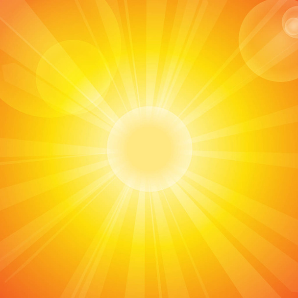 Vector : Sun and lens flare on orange background - Vecteur, image