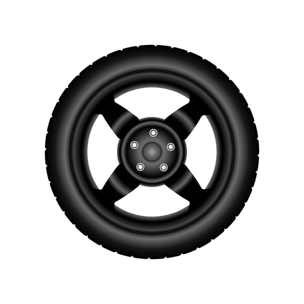 ホイール。タイヤが黒いディスク。白の背景にベクトル画像。広告での使用に最適. - ベクター画像