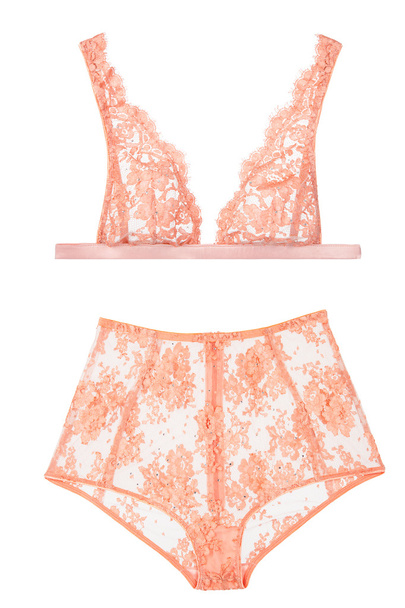 orange bra and panties, woman lingerie - Foto, imagen