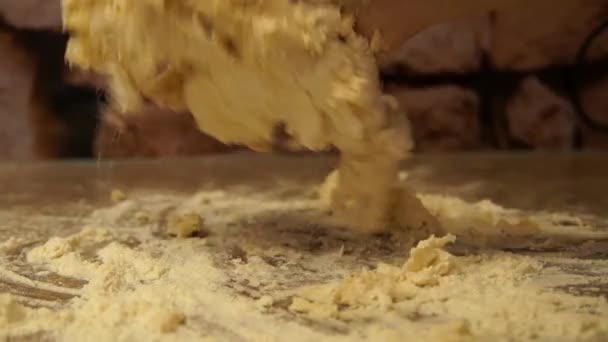 Chef kneads the dough. Chef preparing pizza. Making pies. Cooking process - Filmmaterial, Video