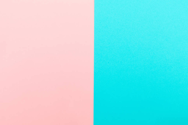 Blue and pink pastel color paper flat lay background - Foto, Imagen