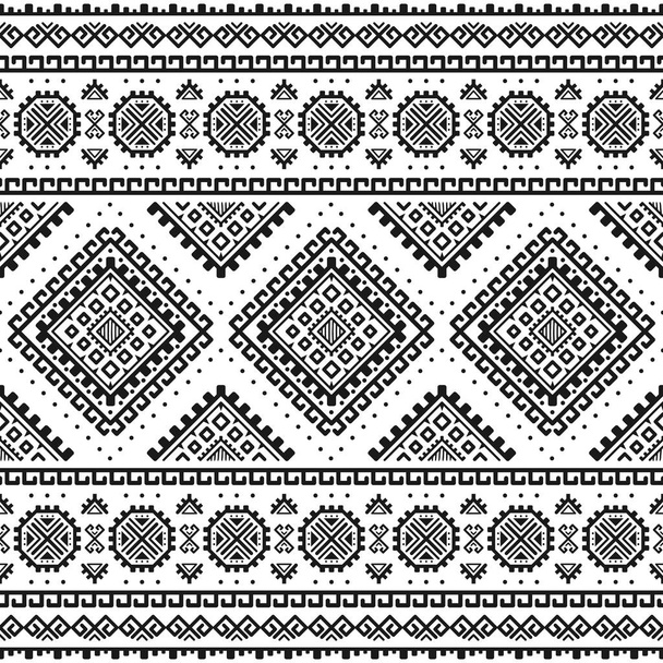 Ethnic seamless monochrome pattern. Aztec geometric background. Tribal print. Navajo fabric. Modern abstract wallpaper. Vector illustration. For paper, textile design. - Vector, Image