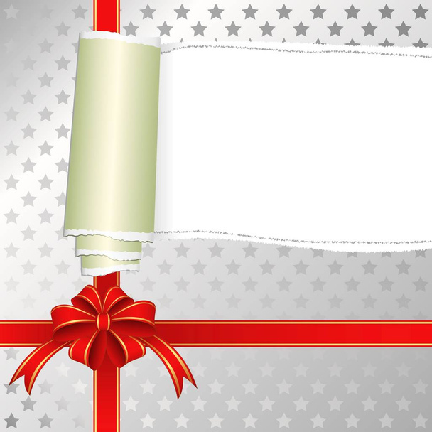 gift box with torn wrapping paper and bow - Vector, Image