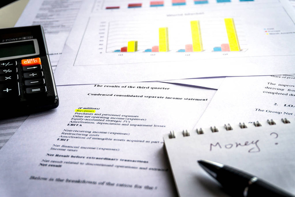 Analyzing business report with charts and diagrams. Business planning concept. Accounting data. - Photo, Image