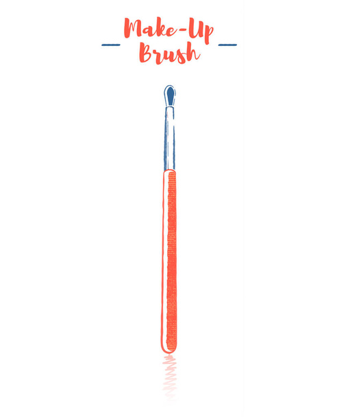 Lápiz y textura estilo naranja vector ilustración de un cepillo cosmético utensilio de belleza
. - Vector, imagen