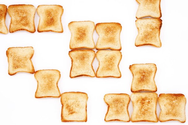 Fried bread on white background - Valokuva, kuva