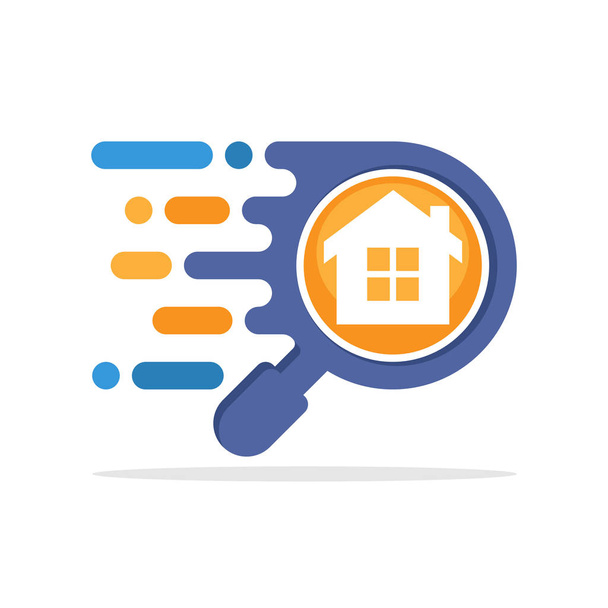 Wektor ikona ilustracja z koncepcją reaguje wyszukiwania usługi dostępu do informacji na znalezienie domu - Wektor, obraz