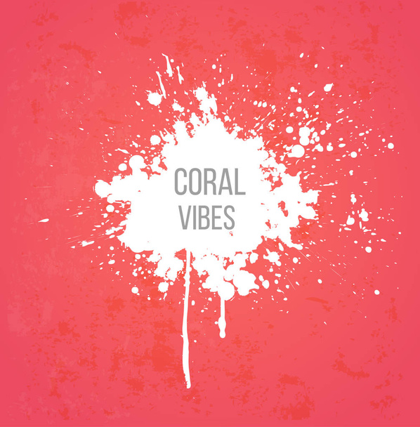 Abstract white splash on coral color background - Vector, afbeelding