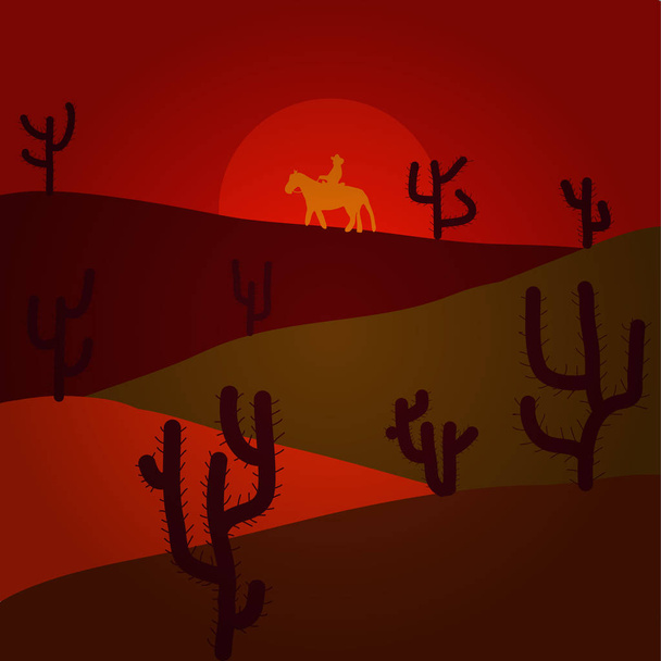 Ilustração vetorial. Deserto no fundo vermelho, marrom e laranja para o seu web e design de aplicativo móvel, conceito de logotipo do deserto
. - Vetor, Imagem