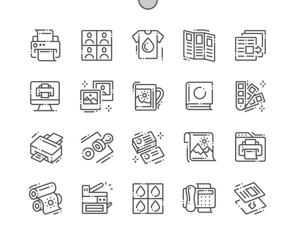Print Well-crafted Pixel Perfect Vector Thin Line Icons 30 2x Grade para Web Graphics e Apps. Pictograma mínimo simples
 - Vetor, Imagem