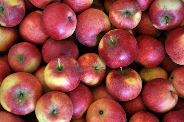 Háttérben az összegyűjtött apple egy piros színű, a gyümölcs - Fotó, kép