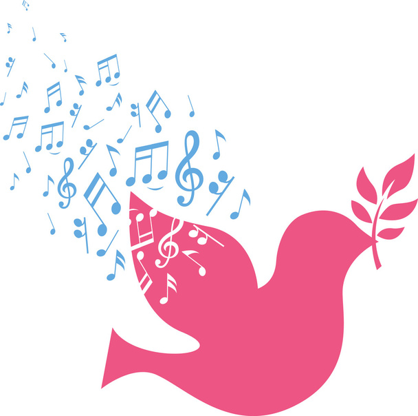 colombe volante avec signe de note de musique de paix
 - Vecteur, image