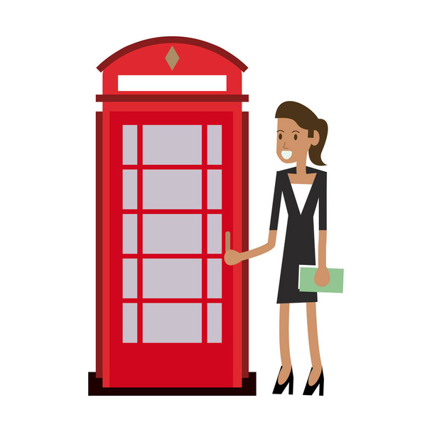 Bizneswoman i london kabiny telefoniczne - Wektor, obraz