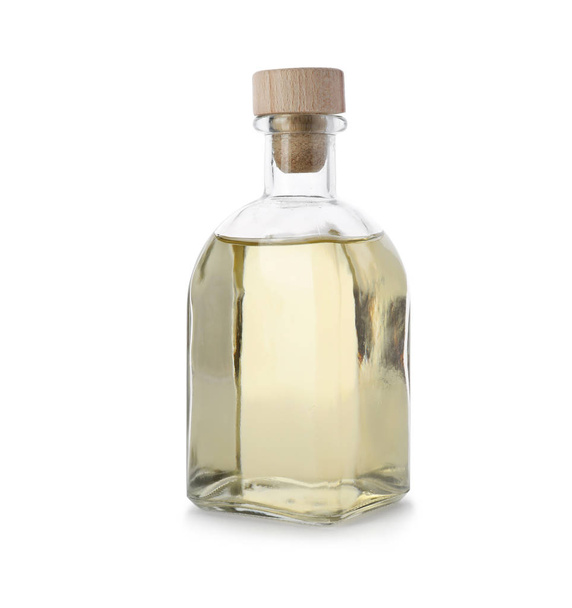 Glass bottle of apple vinegar on white background - Foto, Imagem