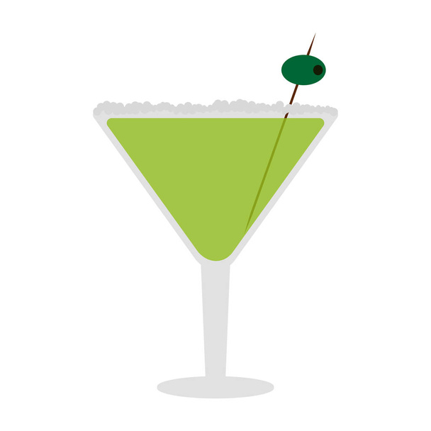 Coktail with olive in straw - Vector, Image