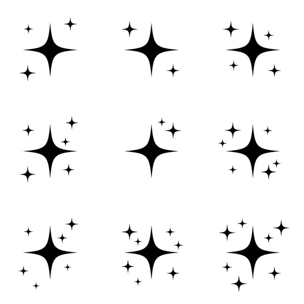 Набор сверкающих или сверкающих звезд мультфильма
 - Вектор,изображение