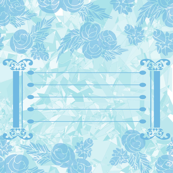 Card, background, frame. Blue roses. Abstract - Vetor, Imagem