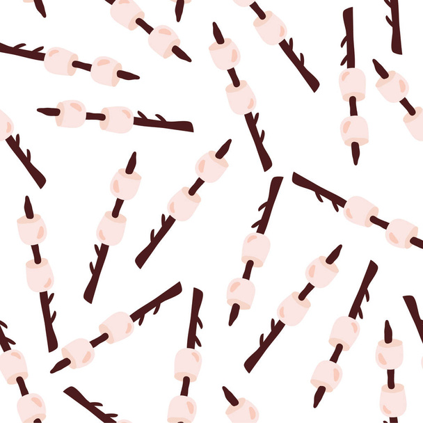 Geroosterde marshmallows op witte achtergrondpatroon - Vector, afbeelding