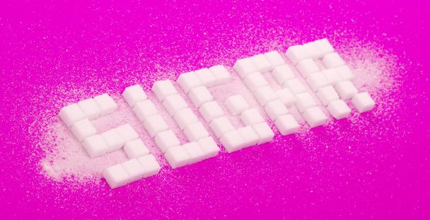 fundo cubos de açúcar branco - Conceito de alimentação não saudável - Foto, Imagem