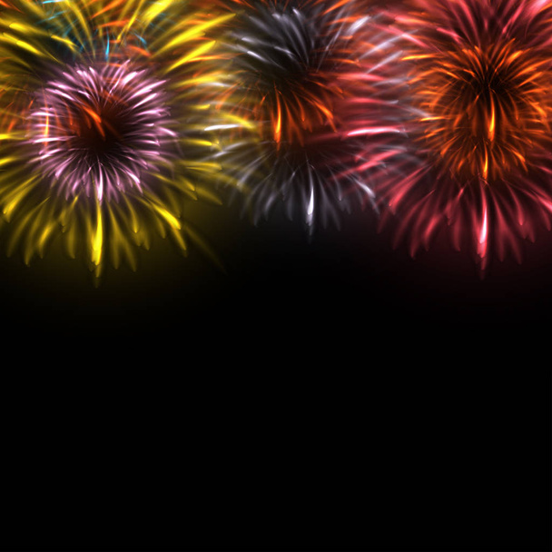 Black Background with Colorful Fireworks - Vector, Image