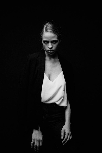 beauty portrait of gorgeous woman against dark background  - Fotografie, Obrázek
