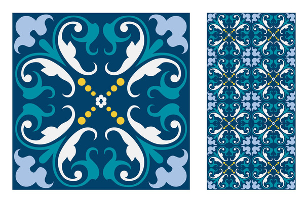 azulejos Patrones portugueses diseño antiguo sin costuras en Vector ilustración vintage
 - Vector, imagen