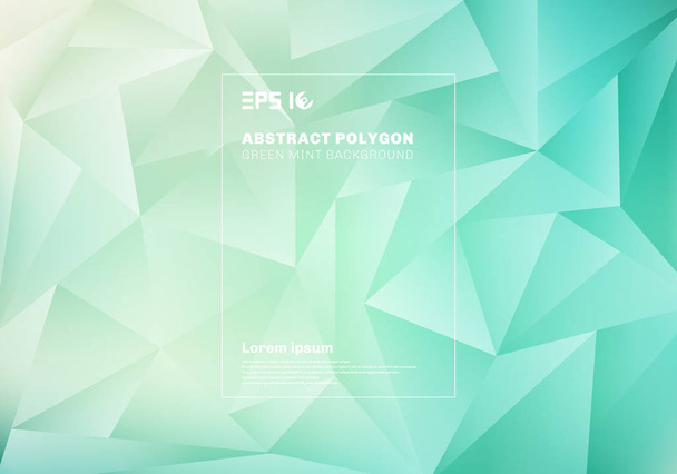 Abstract low polygon or triangles pattern on blue green mint background and texture. Vector illustration - Vector, Image