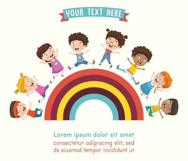 Vector Illustration Of Kids Playing - Vector, Image