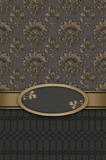 Vintage background with decorative golden border and patterns. - Фото, зображення