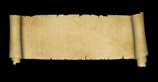 Антикварный пергамент с двумя рулонами. Изолированный на черном фоне
. - Фото, изображение