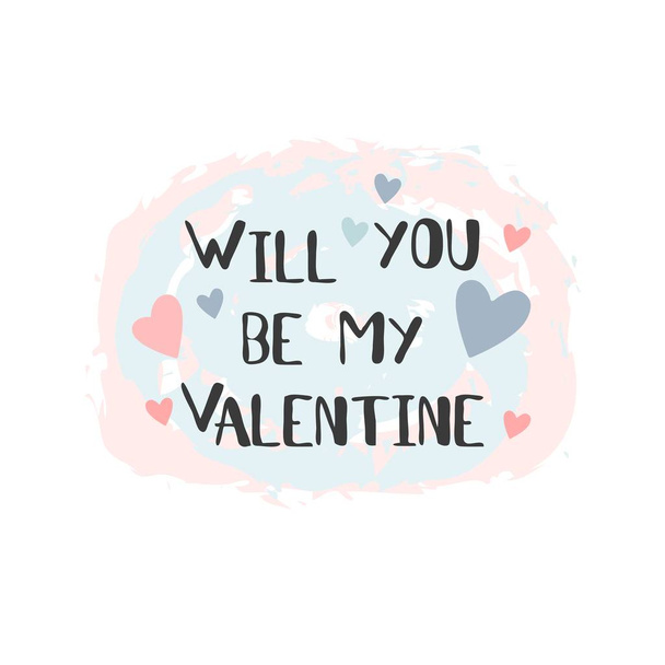 Will you be my Valentine lettering. Valentine's day card. Vector illustration. - Vektör, Görsel