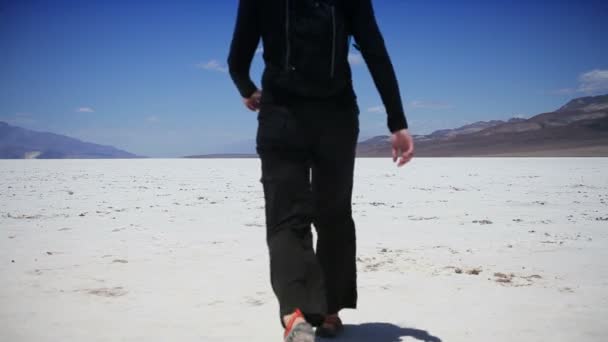 Figure Crossing a Dry Salt Lake - Footage, Video