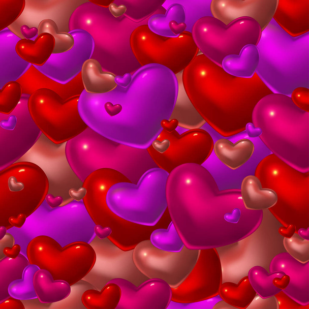 seamless pattern with red glass hearts - Wektor, obraz