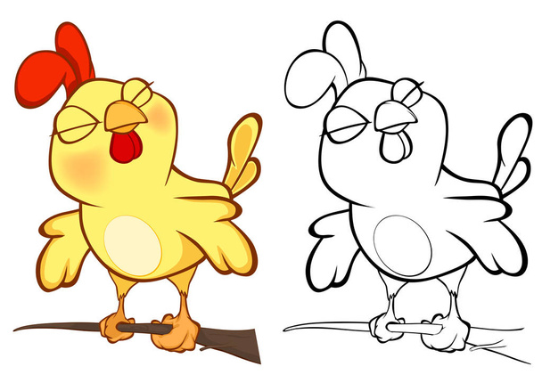 Ilustração vetorial colorida de personagem de desenho animado de frango bonito
  - Vetor, Imagem