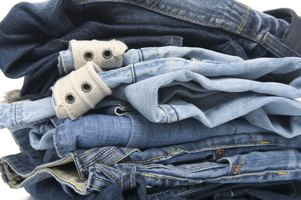 Jeans op witte close-up - Foto, afbeelding