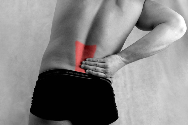 Espalda dolor músculos columna hombre negro blanco
  - Foto, Imagen