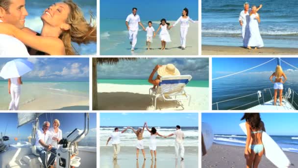 Montage van het genieten van het strand & oceaan levensstijl - Video