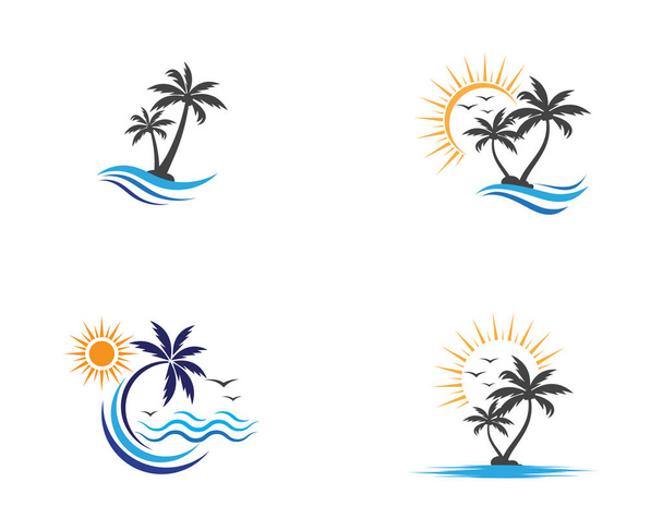 Palmera verano logo plantilla vector ilustración - Vector, imagen